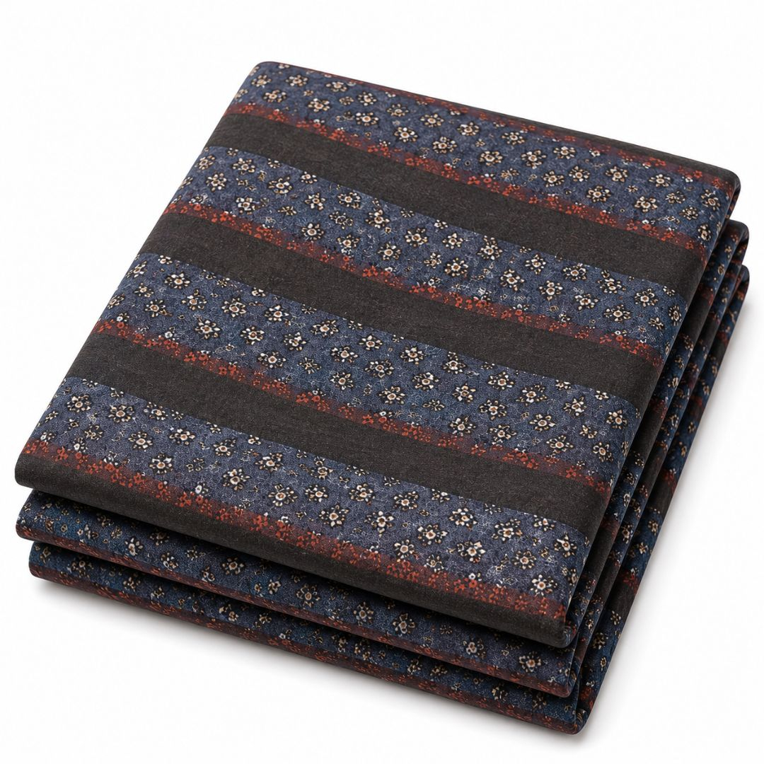 Premium Vintage Floral Stripe Print Fabric